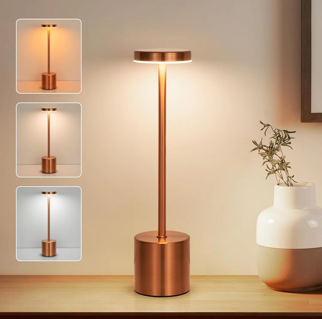 Lampe de table sans fil rechargeable avec variateur tactile et trois niveaux de lumière